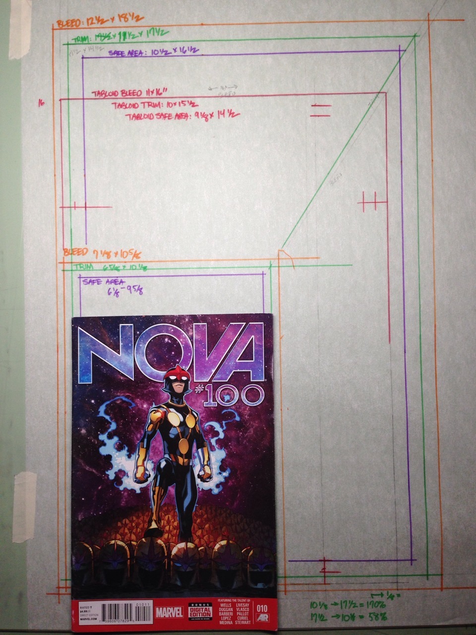 scaled production template for comic book art