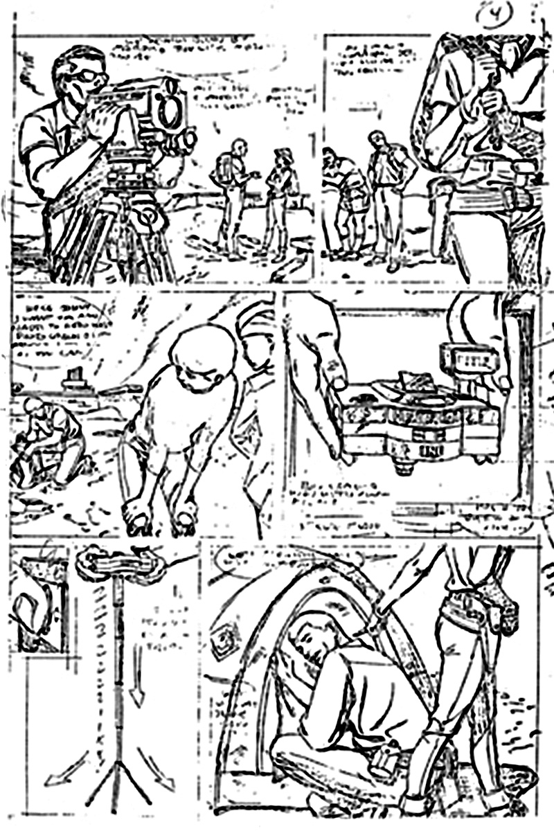 bad fax of Steve Rude pencil art for Jonny Quest, page 4 of 12