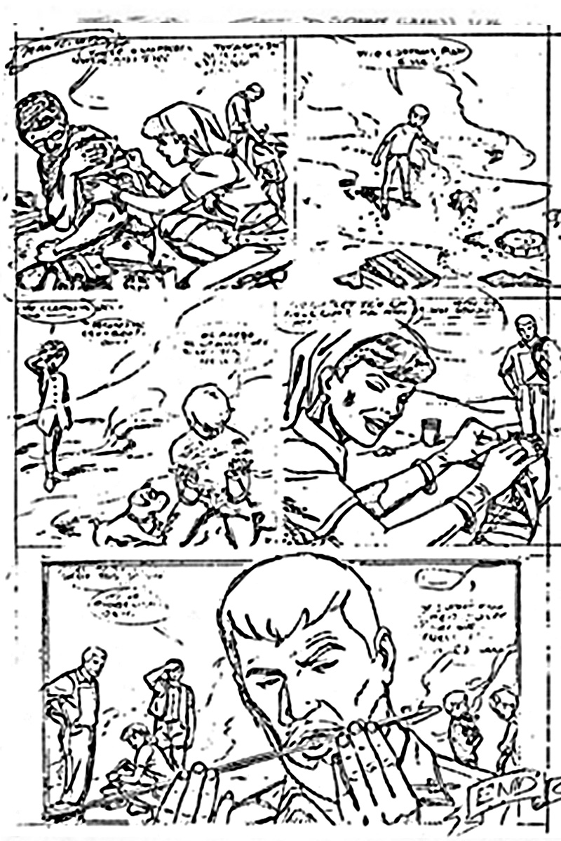 bad fax of Steve Rude pencil art for Jonny Quest, page 12 of 12